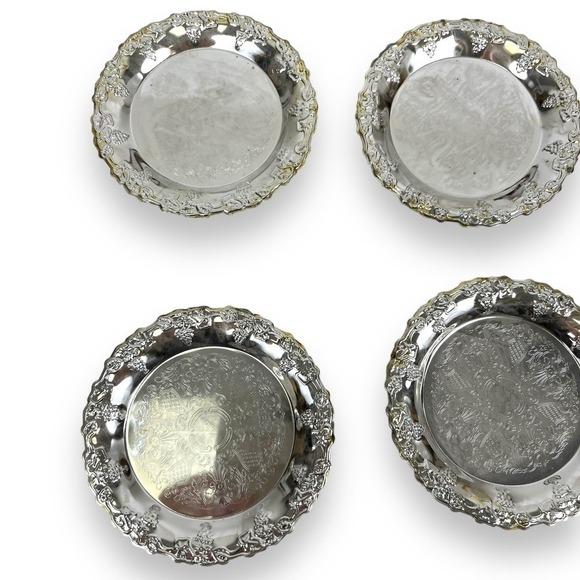 Vintage Set of 6 CREA Garanzia 4" Silver Plated Coasters with Box - Picture 5 of 9